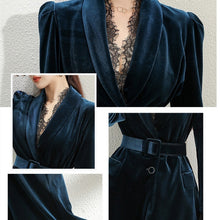 画像をギャラリービューアに読み込む, エレガント セットアップ パンツスーツ 2ピース ベルベット