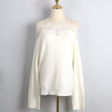 画像をギャラリービューアに読み込む, オフショルダー レース ニット レデイース  2色