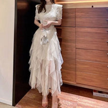 画像をギャラリービューアに読み込む, ワンピース 半袖 パーティードレス ボリュームスカート 2色