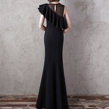 画像をギャラリービューアに読み込む, パーティードレス マーメイド フリル マキシ丈 スリット 無地