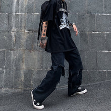 画像をギャラリービューアに読み込む, ストリートファッション デニムパンツ ダメージ ワイドパンツ