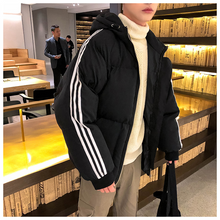 画像をギャラリービューアに読み込む, ジャケット ダウンジャケット無地 黒 中綿ブルゾン メンズ フード 大きいサイズ 秋冬