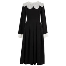 画像をギャラリービューアに読み込む, フラワーカラー　襟付き　フレアワンピース　シア襟ワンピース