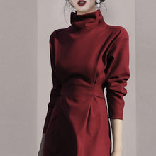 画像をギャラリービューアに読み込む, レディース ワンピース ロング 長袖 ハイネック エレガント 3色
