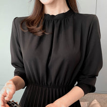 画像をギャラリービューアに読み込む, プリーツワンピース ロングワンピ 結婚式 パーティードレス 長袖