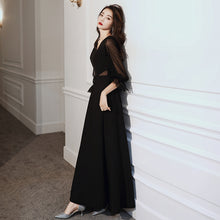 画像をギャラリービューアに読み込む, パーティドレス 袖シフォン ロングワンピ マキシ丈 結婚式