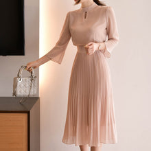 画像をギャラリービューアに読み込む, プリーツドレス スリットネック シフォンワンピ パーティー 式典