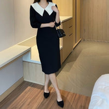 画像をギャラリービューアに読み込む, ビックカラーワンピース  レデイース  ブラック