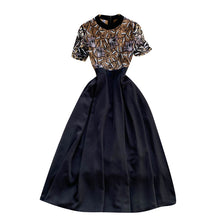 画像をギャラリービューアに読み込む, レース 刺繍 ハイネック 異素材 アンダードレス付 シフォン