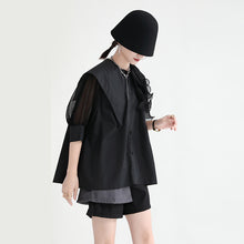 画像をギャラリービューアに読み込む, アシンメトリー チュール ドッキング ブラウス パフ