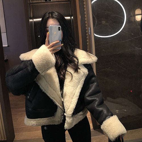 革ジャン ジャケット ショート丈 レザー フェイクムートン