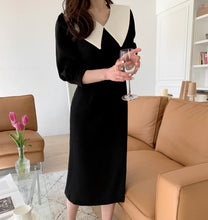 画像をギャラリービューアに読み込む, ビックカラーワンピース  レデイース  ブラック