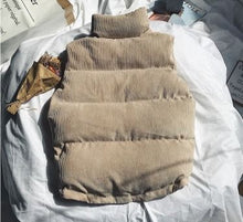 画像をギャラリービューアに読み込む, メンズ ダウンベスト コーデュロイ シンプル オーバーサイズ