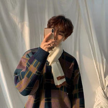画像をギャラリービューアに読み込む, ブロッキングチェック柄セーター ニット レトロ