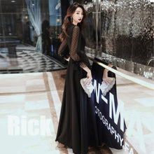 画像をギャラリービューアに読み込む, パーティドレス 袖シフォン ロングワンピ マキシ丈 結婚式