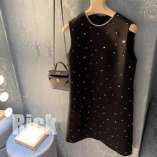 画像をギャラリービューアに読み込む, ミニドレス ラインストーン付き ワンピース ノースリーブ
