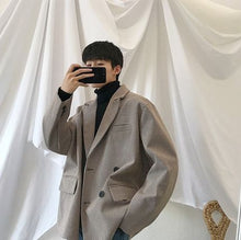 画像をギャラリービューアに読み込む, メンズ テーラードジャケット 千鳥格子柄 オーバーサイズ