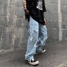 画像をギャラリービューアに読み込む, ストリートファッション デニムパンツ ダメージ ワイドパンツ