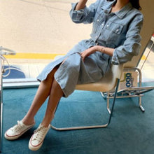 画像をギャラリービューアに読み込む, デニムワンピース サイドベルト ポケット