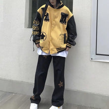 画像をギャラリービューアに読み込む, スタジャン 刺繍 ストリート カジュアル レトロ ユニセックス