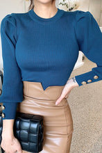 画像をギャラリービューアに読み込む, パフショルダー ゴールドボタン ニット　5色