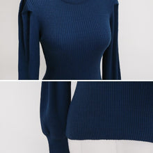 画像をギャラリービューアに読み込む, パフショルダー ゴールドボタン ニット　5色