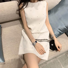 画像をギャラリービューアに読み込む, ミニドレス ラインストーン付き ワンピース ノースリーブ