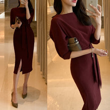 画像をギャラリービューアに読み込む, パーティードレス 無地 リボンベルト エレガント 上品