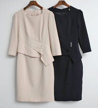 画像をギャラリービューアに読み込む, フォーマルワンピース スクエアネック 七分丈 上品 入卒園式