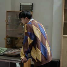 画像をギャラリービューアに読み込む, ユニセックス ニット セーター 柄 メンズ ゆったり アーガイル