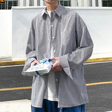 画像をギャラリービューアに読み込む, ファッション オーバーサイズ シャツ ストライプ カジュアル