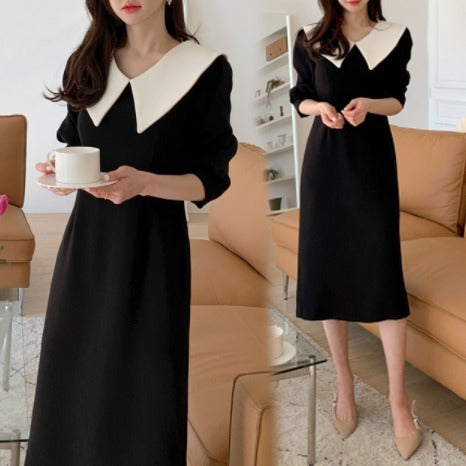 ビックカラーワンピース  レデイース  ブラック