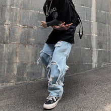 画像をギャラリービューアに読み込む, ストリートファッション デニムパンツ ダメージ ワイドパンツ