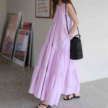 画像をギャラリービューアに読み込む, 韓国風 レディースレトロ ゆったり感 ワンピース可愛いワンピース ホワイト パープル