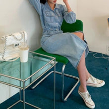 画像をギャラリービューアに読み込む, デニムワンピース サイドベルト ポケット