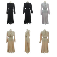 画像をギャラリービューアに読み込む, プリーツワンピース ロングワンピ 結婚式 パーティードレス 長袖