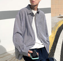 画像をギャラリービューアに読み込む, ファッション オーバーサイズ シャツ ストライプ カジュアル