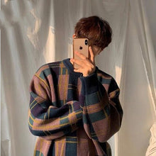 画像をギャラリービューアに読み込む, ブロッキングチェック柄セーター ニット レトロ