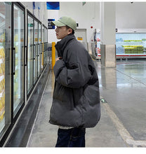 画像をギャラリービューアに読み込む, アウター ダウンジャケット コットンパッド入り 無地 ルーズ