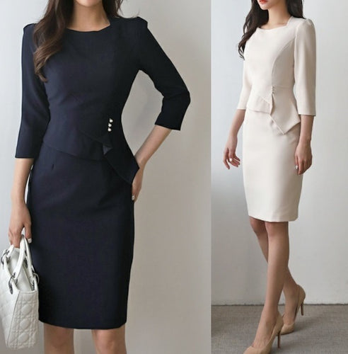 フォーマルワンピース スクエアネック 七分丈 上品 入卒園式