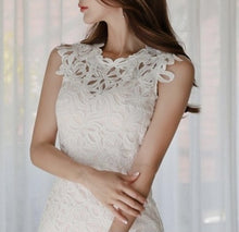 画像をギャラリービューアに読み込む, 総レース お呼ばれ ノースリ ホワイト ワンピース ドレス
