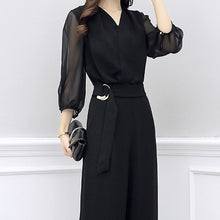 画像をギャラリービューアに読み込む, パンツドレス お呼ばれ シフォン ウエストベルト