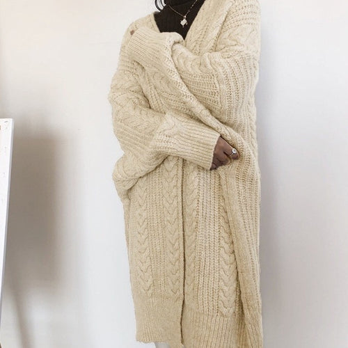 トップス カーディガン ロング丈 長袖 ケーブルニット