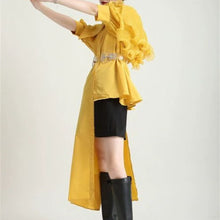 画像をギャラリービューアに読み込む, アシンメトリー チュール ドッキング ブラウス パフ