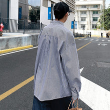 画像をギャラリービューアに読み込む, ファッション オーバーサイズ シャツ ストライプ カジュアル