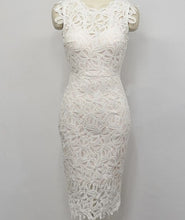 画像をギャラリービューアに読み込む, 総レース お呼ばれ ノースリ ホワイト ワンピース ドレス