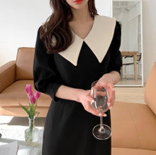 画像をギャラリービューアに読み込む, ビックカラーワンピース  レデイース  ブラック