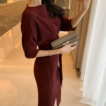 画像をギャラリービューアに読み込む, パーティードレス 無地 リボンベルト エレガント 上品