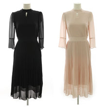 画像をギャラリービューアに読み込む, プリーツドレス スリットネック シフォンワンピ パーティー 式典