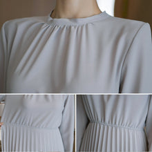 画像をギャラリービューアに読み込む, プリーツワンピース ロングワンピ 結婚式 パーティードレス 長袖